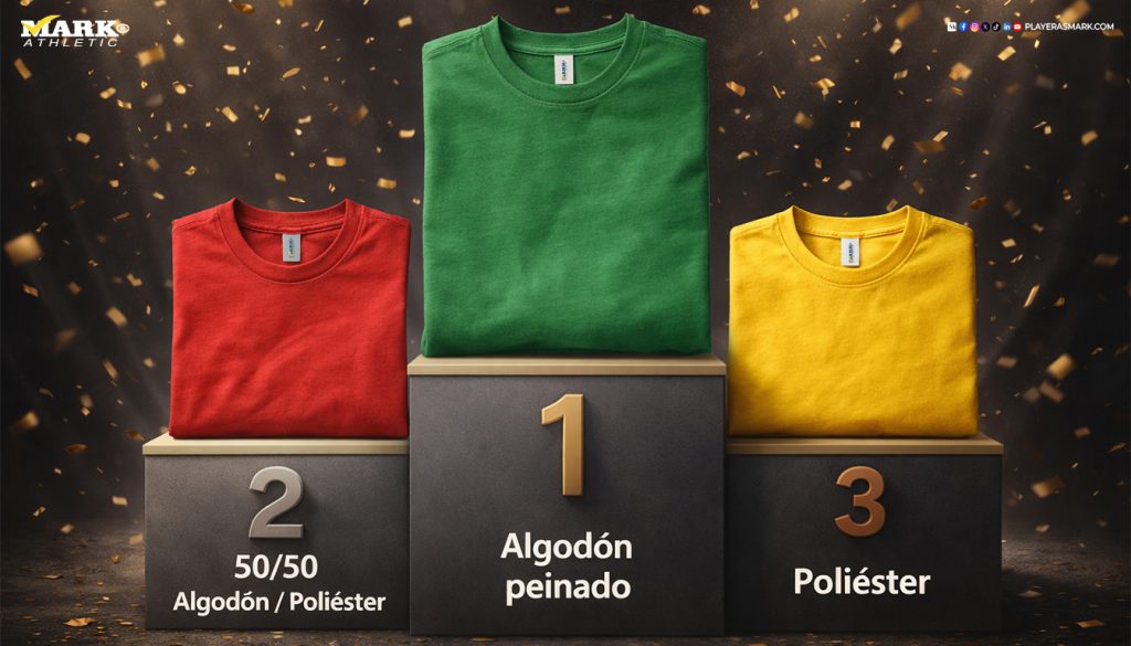 Ranking visual de la mejor playera para DTF: algodón peinado, mezcla y poliéster