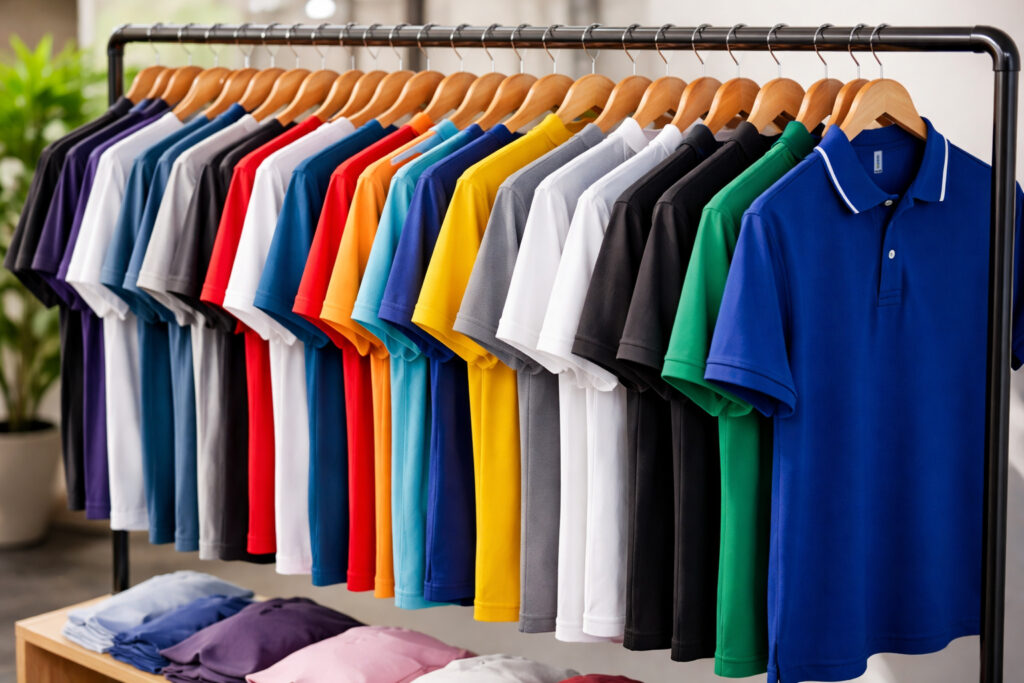variedad de playeras al mayoreo en México tipo polo deportivas y de algodón peinado en diferentes colores para personalización