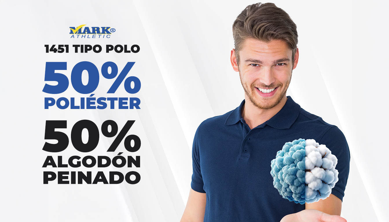 Playera 1451 tipo polo con composición 50 poliéster y 50 algodón peinado Playeras Mark