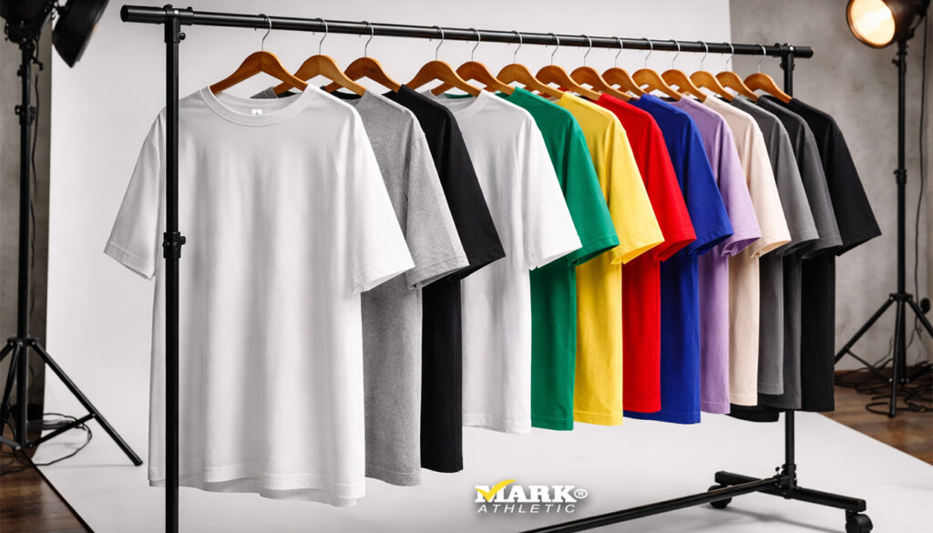 Tipos de playeras Mark Athletic en diferentes fits como oversize, boxy y corte contemporáneo en varios colores para personalización en México