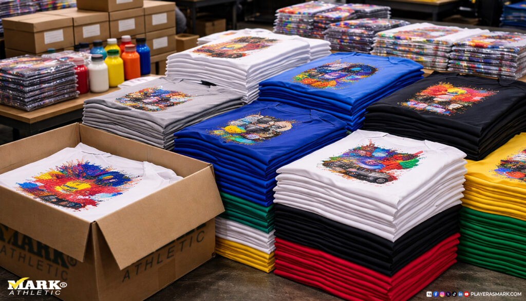 Producción de playeras estampadas en volumen con algodón cardado para pedidos promocionales y personalización textil