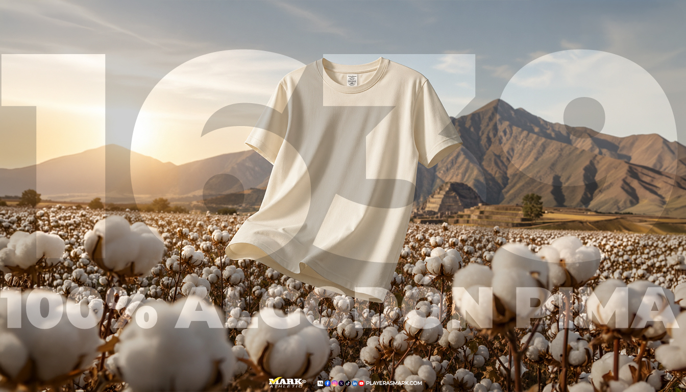 Playera color ivory de algodón pima peruano en campos de algodón, tela premium suave ideal para estampar y marcas de ropa