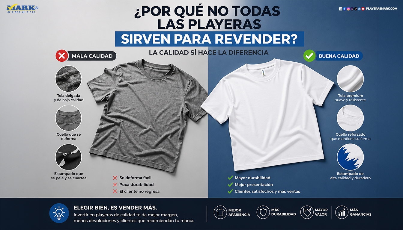 por qué no todas las playeras sirven para revender comparativa calidad vs baja calidad estampado tela algodón Playeras Mark
