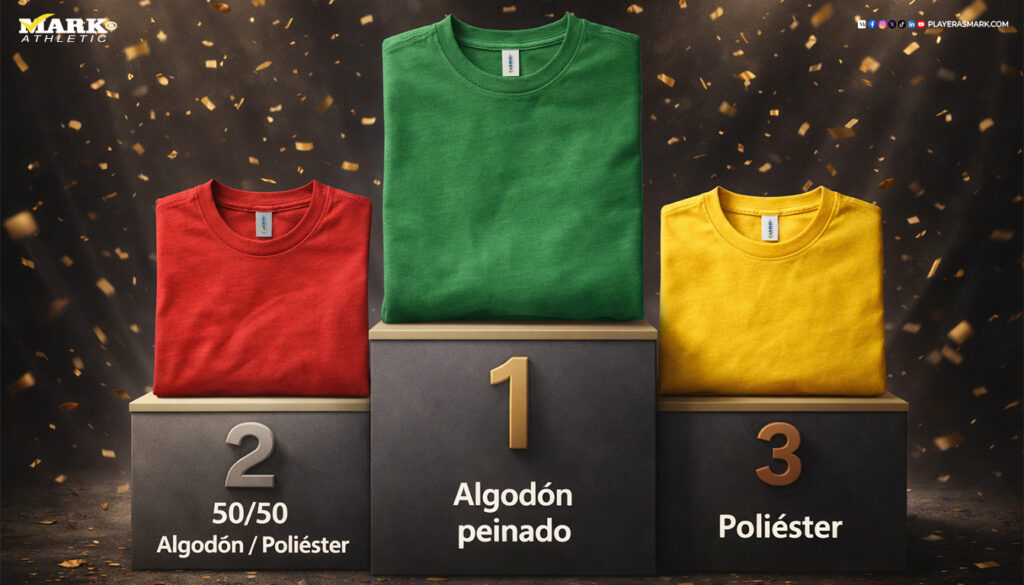 Ranking visual de la mejor playera para DTF: algodón peinado, mezcla y poliéster