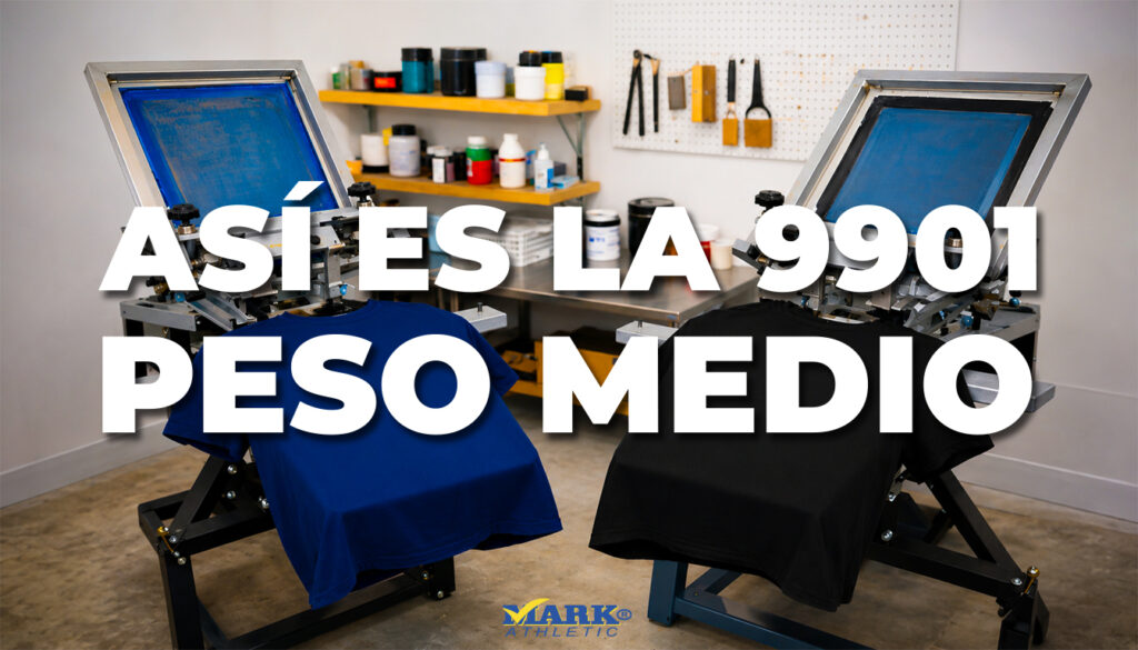 Playera 9901 peso medio para serigrafía en taller de impresión textil Playeras Mark