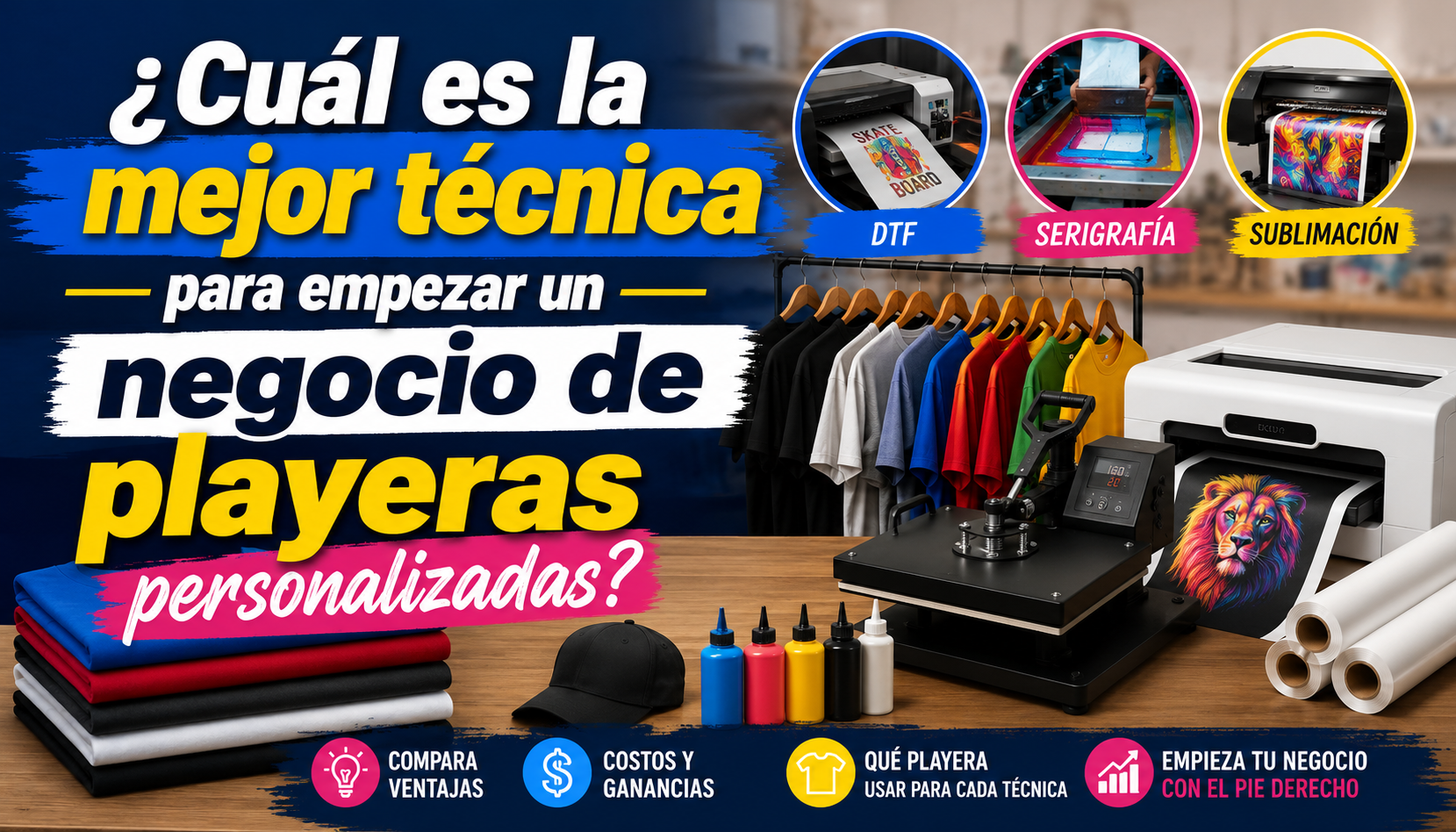 Comparativa de técnicas de impresión para iniciar un negocio de playeras personalizadas