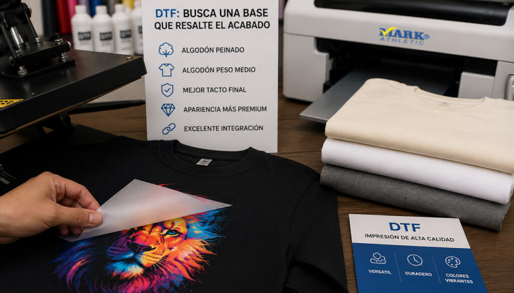 Impresión DTF sobre playera de algodón peinado y algodón peso medio, recomendadas para obtener colores vibrantes, mejor tacto final y acabado premium.