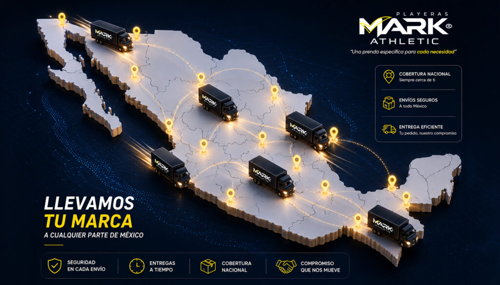 Envíos nacionales de playeras al mayoreo en México con cobertura logística para sublimación, serigrafía, DTF, bordado y uniformes empresariales.