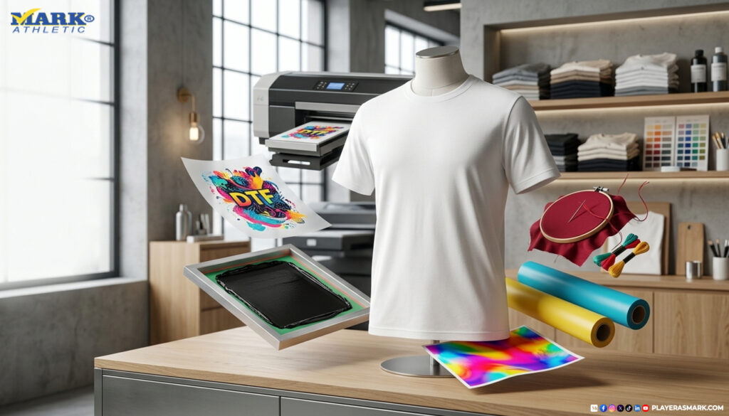Playera lisa premium compatible con serigrafía, DTF, DTG, bordado, vinil textil y sublimación para personalización.