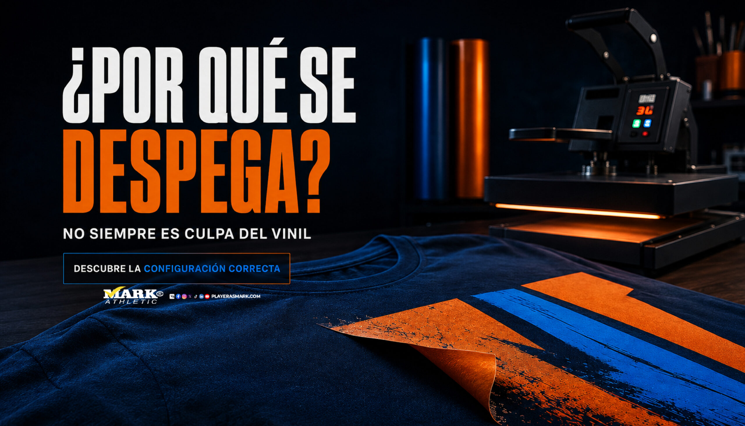 Vinil textil despegado en una playera por una configuración incorrecta de temperatura, tiempo, presión o pelado.