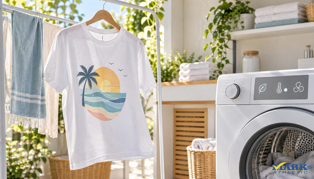 Playera estampada secándose al aire para evitar el calor excesivo